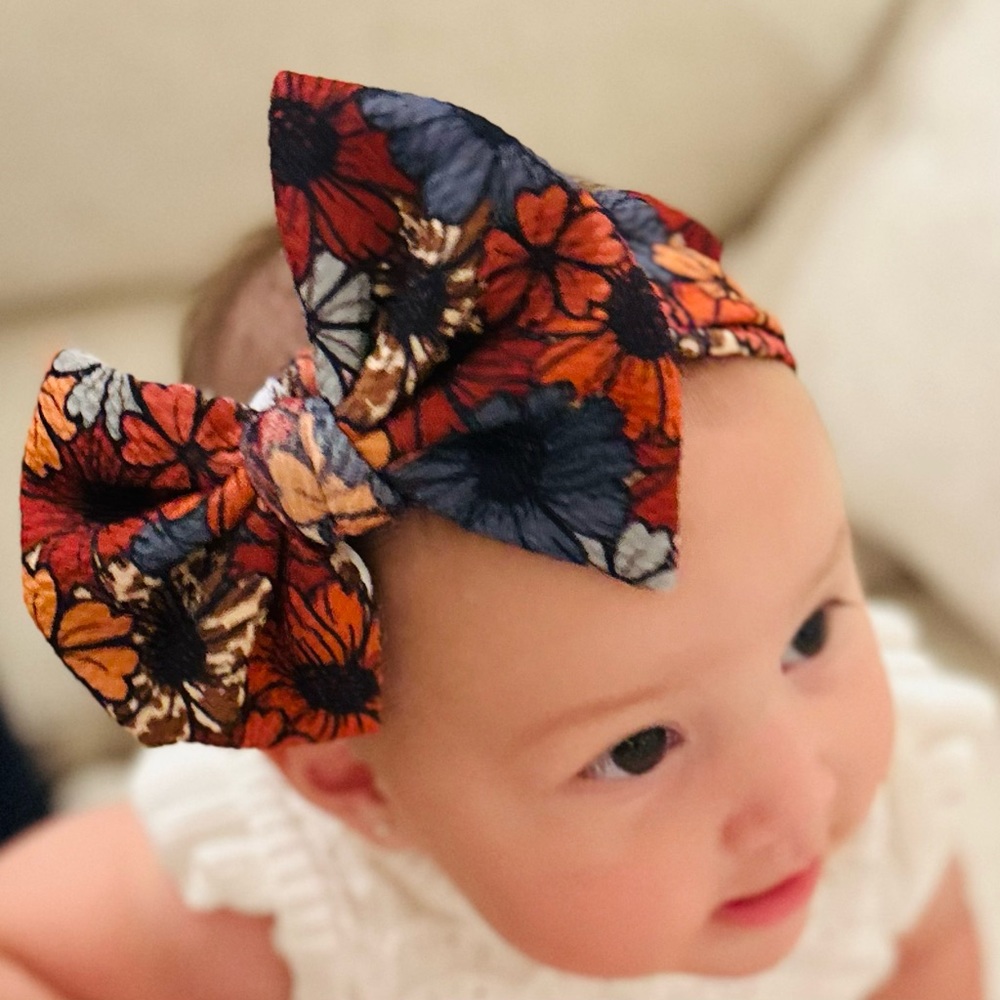 *NEW Baby girl Headband in Fall floral print!